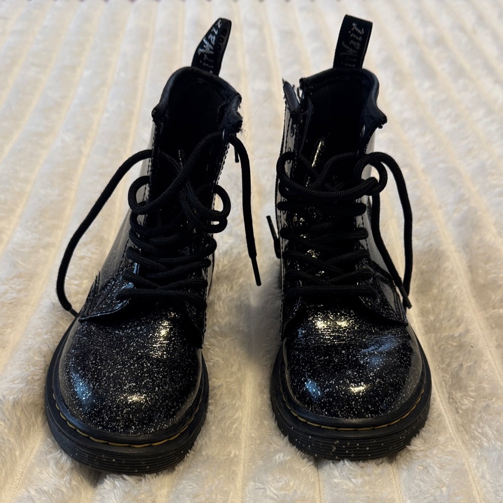 Dr. Martens Kids Black Glitter Boots
